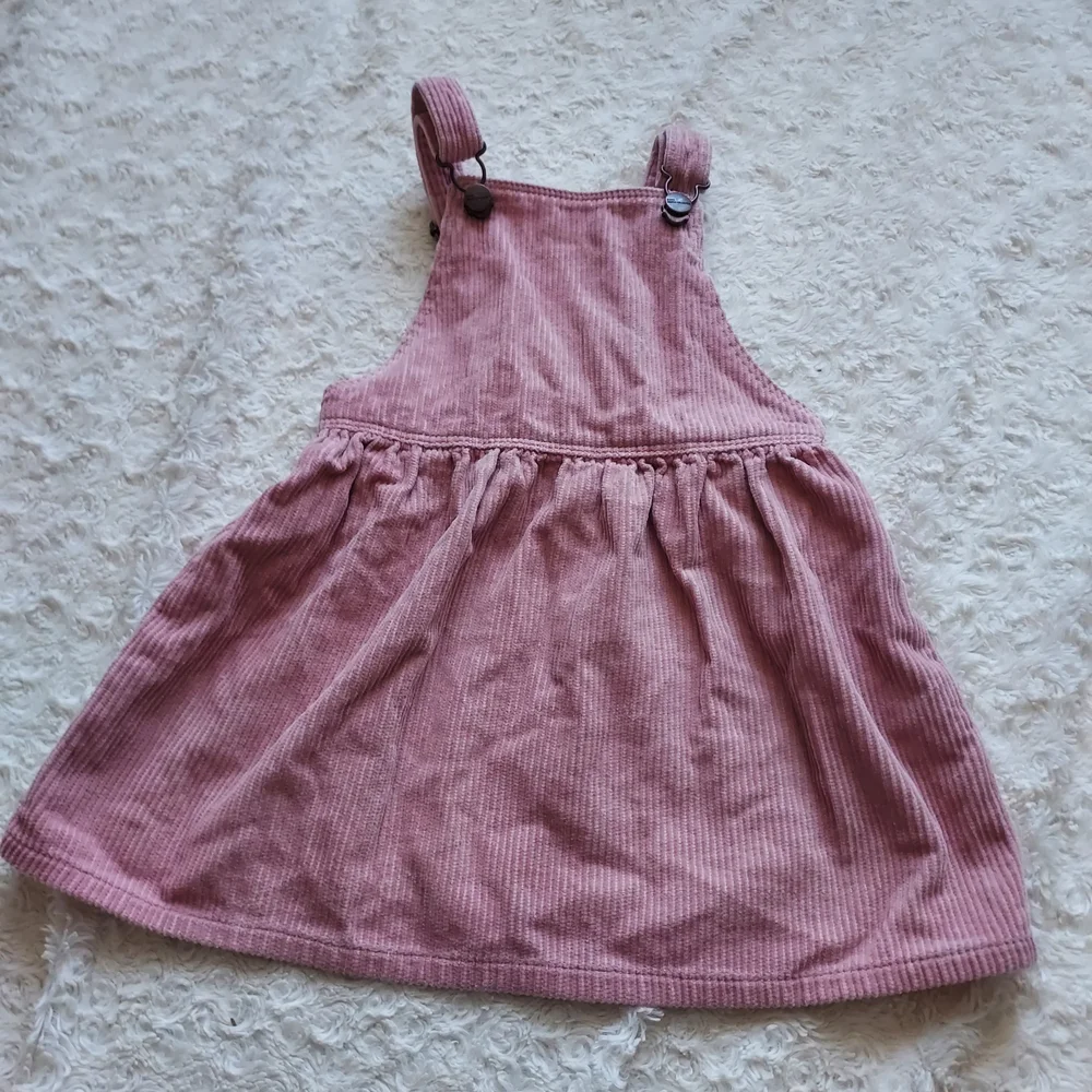 Zara Mauve Pink Corduroy Pinafore Dress with Floral Trim Summer Coquette Girl